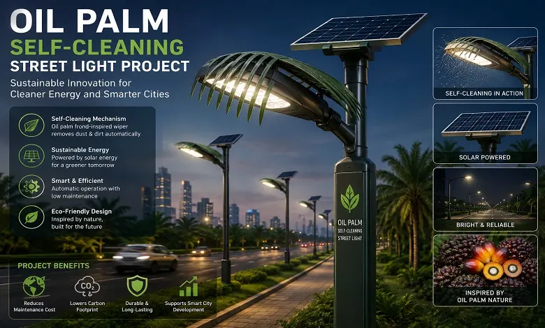 oil palm self cleaning street light project oil palm